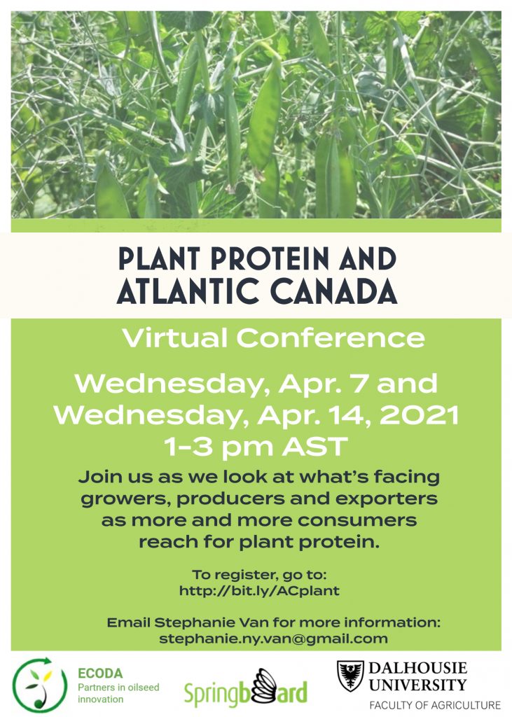 Information for the upcoming Plant Protein and Atlantic Canada Virtual Conference.