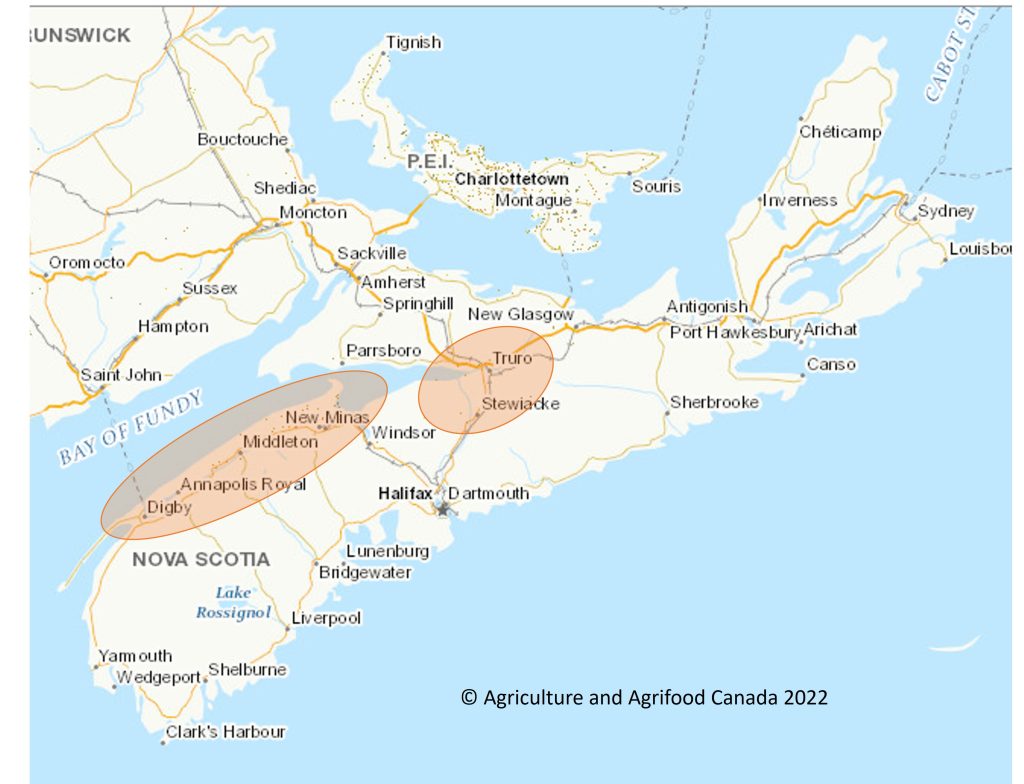 Locations of plant protein production in Nova Scotia.